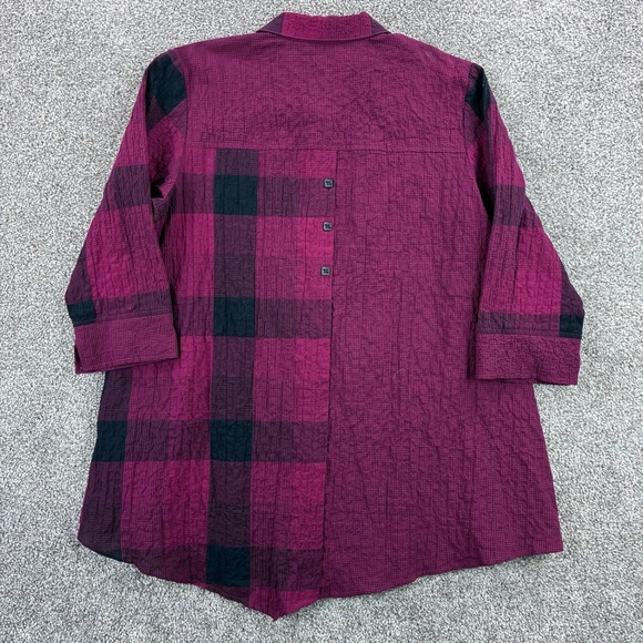 Habitat Textured Shirt Women's Small Red Buffalo Button Down Clothes To Live In - Picture 4 of 5